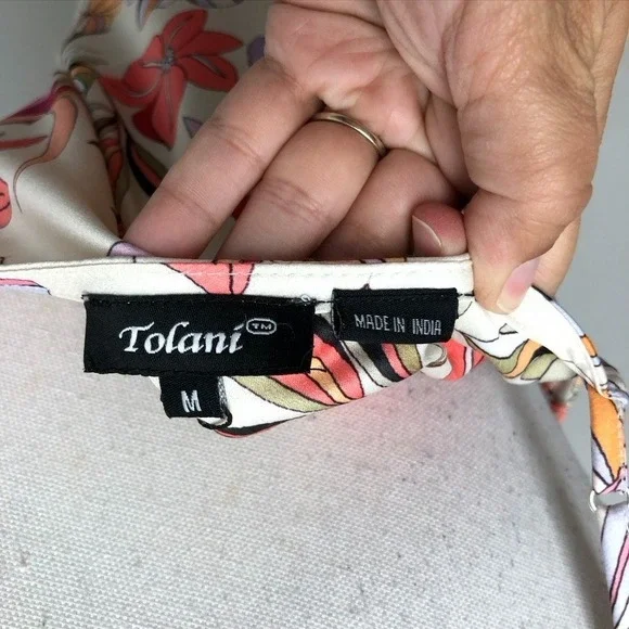 Tolani Satin Midi Sundress Womens Medium Tropical Floral Summer Going Out - Picture 10 of 14